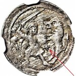 RR-, W. II Wygnaniec 1138-1146, Denar Kraków, Walka z lwem, KRZYŻYK pomiędzy, VDIDZLAVS+
