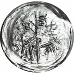 Bolesław I Wysoki 1163-1201, Denar ok. 1177-1201, Postacie/Krzyż, R2, WĄSKI KRZYŻ
