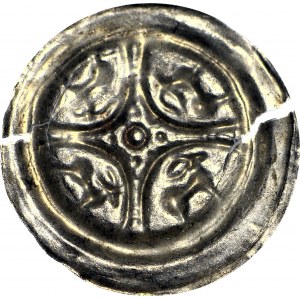 RR-, Leszek Biały 1194-1227, Kraków, Brakteat, cztery jelenie w łukach