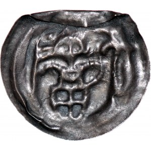 RR-, Zakon Krzyżacki, Brakteat 1247-1258, Rycerz z tarczą, piękny