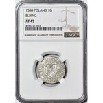 RR- Zygmunt l Stary, Grosz 1538, Elbląg, najrzadszy rocznik, R7