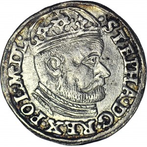 Stefan Batory, Trojak 1585 G-H, Olkusz, R1, piękny
