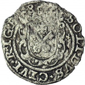 RR-, Stefan Batory, Szeląg Ryga 1586, tarcza hiszpańska
