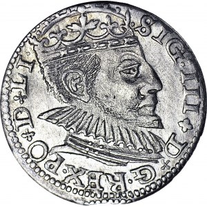 R-, Zygmunt III Waza, Trojak 1590 Ryga, duża głowa