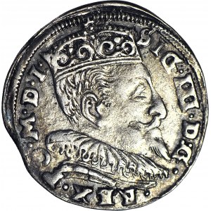 Zygmunt III Waza, Trojak 1595, Wilno, gwiazdki wokół nominału, piękny
