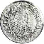 RR-, Zygmunt III, Trzykrucierzówka 1616 Kraków, herb Sas, T.14mk., R4