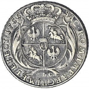 August III Sas, Talar koronny 1755 EDC, Lipsk, kiedyś uważany za PRÓBNY, rzadki