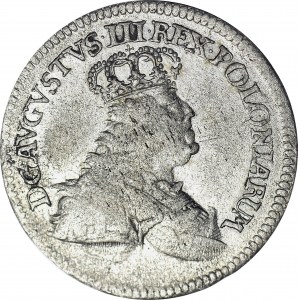 RR-, August III Sas, Szóstak 1754, Lipsk, MAŁE WĄSKIE POPIERSIE