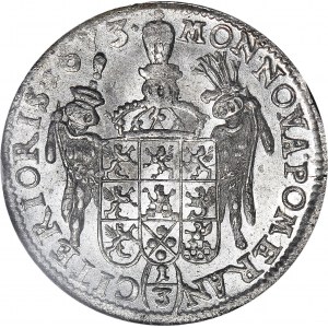 R-, Pomorze, Karol XI, 1/3 talara (Półgulden) 1673 DS, Szczecin, WYŚMIENITY