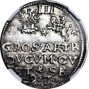 R-, Kurlandia, Fryderyk Kettler, Trojak 1597, Mitawa, R4