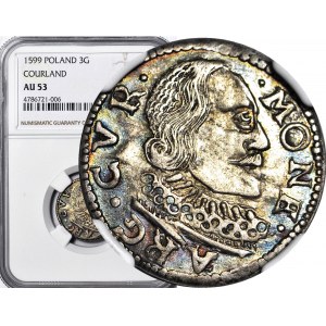 R-, Kurlandia, Wilhelm Kettler, Trojak 1599, Mitawa, ARTR, R4