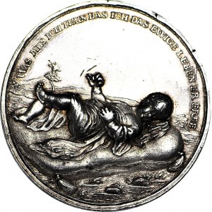 R-, Śląsk, Wrocław, Medal na chrzest ok. 1720, srebro 53 mm, Johann Kittel, rzadki