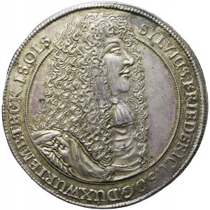 RR-, Śląsk, Księstwo Oleśnickie, Sylwiusz Fryderyk, Talar 1674, Oleśnica, R4