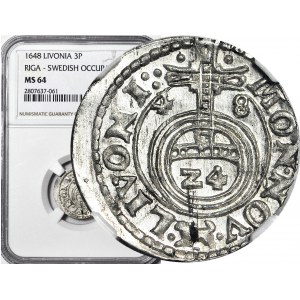 Krystyna Waza, Półtorak 1648, Ryga, Okupacja Szwedzka Inflant, menniczy