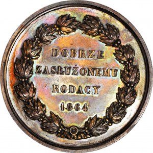 Medal 1864, Aleksander Fredro, brąz 56 mm, piękny