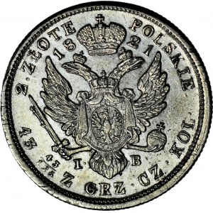 R-, Królestwo Polskie, Aleksander I, 2 złote 1821, widoczny baczek