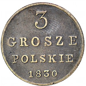 RR-, Królestwo Polskie, 3 grosze 1830 KG, R5