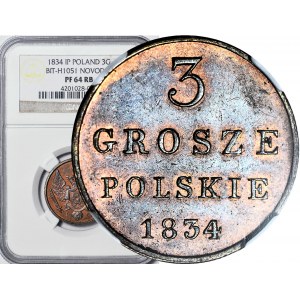 RR-, Królestwo Polskie, 3 grosze 1834 IP, NOWODIEŁ, ex. Niewitecki, LUSTRZANE