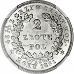 RRR-, Powstanie Listopadowe, 2 złote 1831, PROSTA KRESKA w Ł, 2xrzadsze od ZLOTE