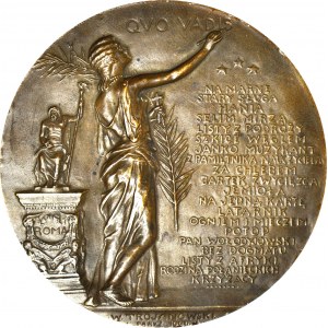 Medal brąz, Henryk Sienkiewicz, 1900r, QUO VADIS, wielki 77mm