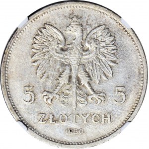 RR-, 5 złotych 1930, GŁĘBOKI SZTANDAR