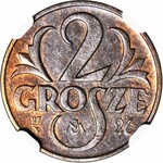 RR-, 2 grosze 1926/1925, wizyta Prezydenta Ignacego Mościckiego w Mennicy, PRÓBA
