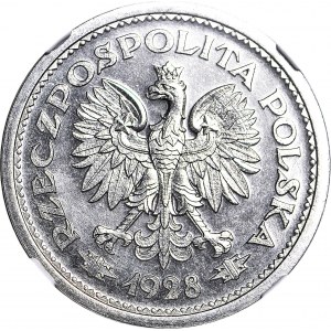 1 złoty 1928 nikiel, PRÓBA, wieniec z liści dębowych, WYŚMIENITA