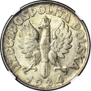 2 złote 1924, Żniwiarka, odwrotka (Filadelfia), mennicza