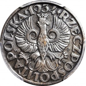 5 groszy 1934, piękne, kolor BN, rzadkie
