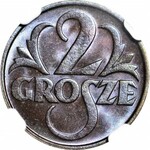 2 grosze 1933, mennicze, kolor BN