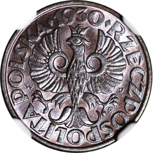 1 grosz 1930, menniczy, kolor BN