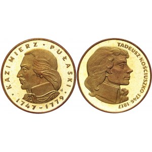 Zestaw dwóch monet złotych: 500 złotych Pułaski 1976 i 500 złotych Kościuszko 1976