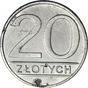 RRR-, 20 złotych 1986, PRÓBA technologiczna, ALUMINIUM, c.a
