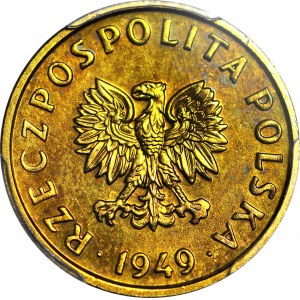 RR-, 5 groszy 1949, PRÓBA, MOSIĄDZ, nakład 100szt., rzadkość, c.a.