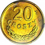 RR-, 20 groszy 1957, PRÓBA najrzadszej dwudziestogroszówki, MOSIĄDZ, nakład 100 szt., rzadkość, c.a.