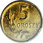 RR-, 5 groszy 1958, PRÓBA, MOSIĄDZ, nakład 100szt., rzadkość, c.a.