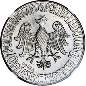 RRR-, 10 złotych 1964 Kazimierz III Wielki, PRÓBA, MN 25 szt., orzeł w koronie, TYP ODRZUCONY POLITYCZNIE