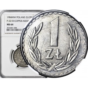 RR-, 1 złoty 1984 PRÓBA TECHNOLOGICZNA, miedzionikiel (MN), bez napisu