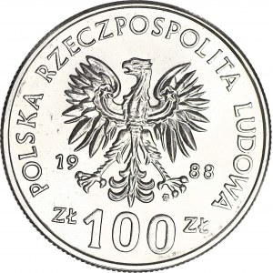 R-, 100 złotych 1988, Warszawa, Jadwiga, BEZ MONOGRAMU PROJEKTANTA