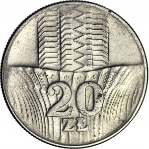 RR-, 20 złotych 1973 Wieżowiec i kłosy, fałszerstwo z epoki w żelazie