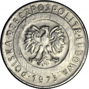 RR-, 20 złotych 1973 Wieżowiec i kłosy, fałszerstwo z epoki w żelazie
