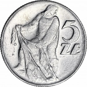 R-, 5 złotych 1959 Rybak, fałszerstwo z epoki w aluminium
