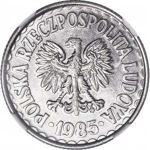 1 złoty 1985, mennicze, zdwojenie rysunku stempla - DOUBLE DIE