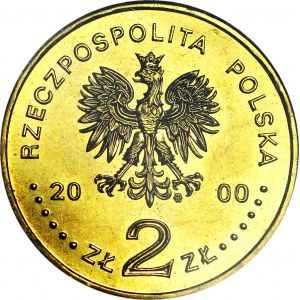 RRR-, 2 Złote 2000, Jan Kazimierz, DESTRUKT, ODWROTKA 180 stopni