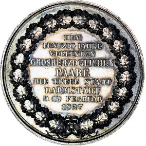 Niemcy, Hessen-Darmstadt, Medal 1827, złote gody Ludwika I i Luizy