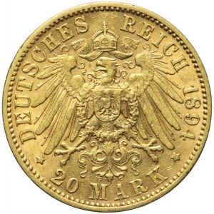 Niemcy, Saksonia, 20 marek 1894 E, Albert, Drezno