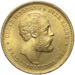 Norwegia, Oskar II, 20 koron (5 Speciedaler) 1875, piękne
