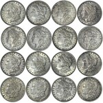 USA, Zestaw trzydziestu dwóch monet srebrnych 1 dolar, ciekawy