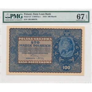 100 marek polskich 1919 - IJ Seria R, otwarta 4 w numeratorze