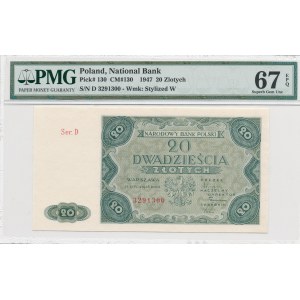 20 złotych 1947, ser. D, bardzo rzadka